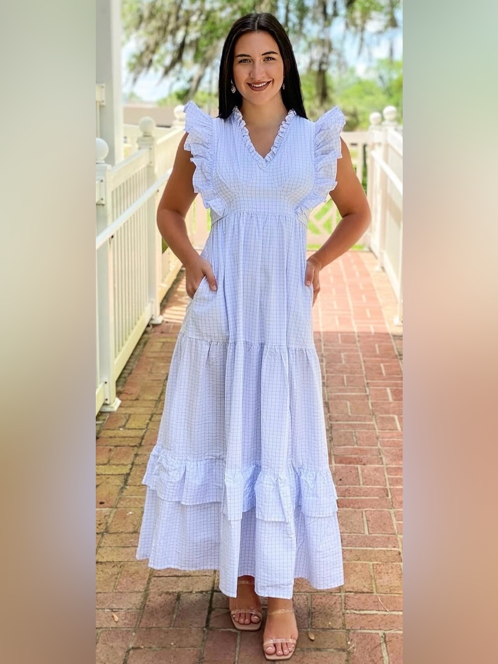 Light Blue Ruffle Tiered Maxi Dress - LaRoque